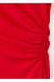Büzgülü drape yaka elbise - 5