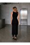 Black Camisole Fabric Button Detailed Long Blouse / Dress - 3