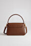Logo Detailed Printed Women's Small Size Hand and Shoulder Bag Brown - 2