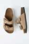 Rio Women's Vegan Leather Double Buckle Mink Slippers - 4