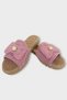 Open Front Bow Tie Detail Straw Weave Women's Slippers Pudra - 5
