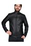 100% Genuine Lambskin Puntolled Men's Black Coat with Stylish Collar - 3