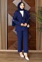 Double-Breasted Collar Button Detailed Suit Indigo 19297 - 3