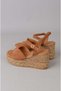 Seç 4036 Genuine Leather Padded Heel Sandals (Heel Height: 9 Cm, Platform: 3 cm) Tan Suede - 4