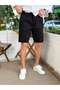 Drawstring Waist Basic Gabardine Shorts Black - 5