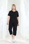 Women's Short-Sleeved Capri T-Shirt with Lycra Stone Detail Viscose Combed Cotton Set - 5
