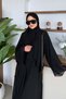 Hümay Snap Fastener Shawl Detail Abaya Black - 3