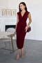 Knot Detailed Slit Zero Sleeve Midi Dress - 7