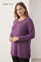 Women's Plus Size Violet Spike Sparkle Pattern, Collar Embroidered, Stoned Mother Combed Cotton Blouse, Oversized Size - 2