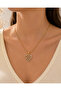 Zircon Stone Heart Necklace Gold - 3