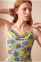 Women's Slim Fit Degaje Collar Rope Strap Yellow, Navy Blue Interlock Mini Dress Heloisa - 5