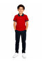 Children's Cotton Soft Textured Navy Blue Polo Collar Red School Tshirt