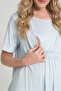New Season Blue Summer Design Flounce Sleeve 100% Cotton Double Breasted Maternity Pajama Set - 8