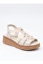 D26Ys 2820 Cream Genuine Leather Women's Sandals - 7