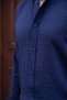 Nairobi Navy Blue Colored Soft Linen Look Half Oversize Comfortable Fit Shirt - 3