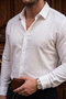 Berlin White Colored Vertical Line Fabric Patterned Textured Regular Comfortable Fit Shirt - 3