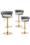 Adjustable Height Metal Frame Cushioned Bar Stool with Emerald Velvet Seat beige color - 5