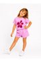 Girl's Pink Floral Detailed Shorts Set Summer 2-Piece Set - 2