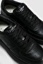 Genuine Leather Lace-Up Comfortable Daily Sneaker Women's Shoes Black - 2