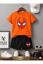 Summer Children's T-Shirt Shorts Unisex (Spider Mask Print)