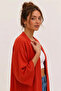 Red Kimono Style Loose Cardigan Daily Thin Tunic Summer Oversize New Season Jacket - 3
