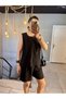 Women's Black Color Crewneck 100% Cotton Flared Sleeveless Linen Blouse - 7