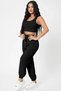Women's Black Premium Look Camisole Pocket Jogger Sweatpants and Crop Top Blouse Set Mariposa Se - 5