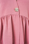 Women's V-Neck Gathered Waist Buttoned Zero Sleeve Dusty Rose Blouse - 3