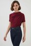 Women's Short Sleeve Gathered Detailed Burgundy Blouse - 3