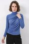 Women's Turtleneck Gathered Detail Indigo Blouse - 4