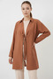 Women's Shirt Collar Belted Lace-Up Viscose Tan Kimono - 5