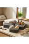 Gray 3 Size Square Bamboo Edge Organizer Basket with Wooden Base - with Cloth 17X21X25Cm (5492) - 2