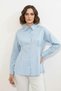 Women's Blue Shirt with Waist Belt - 5