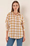Women's Checkered Pattern Basic Oversize Cotton Mink Shirt - 2