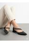 Women's Black Thick Heel Comfortable Fit Heeled Ballerina Shoes - 2