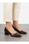 Women's Brown Thick Heel Comfortable Fit Heeled Shoes - 3