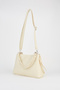 Women's Cream Faux Leather Knitted Strap Lined Zipper Closure Handbag and Shoulder Bag - 5