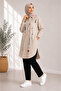 Embroidery Detailed Text Printed Hijab Tunic Shirt - 5