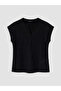 Black v-neck embroidered blouse
