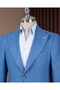 Slim Fit Men's Pointed Collar Linen Single Jacket Cobalt Blue T20157-22 - 2