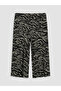 Black Patterned Women's Capri Pants with Elastic Waist - 2