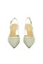 Genuine Leather Crystal Stone Detailed Slingback Heeled Shoes Z644 Silver Leather + Fi̇le - 3