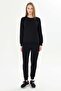 Women's Cotton Crew Neck Sweatshirt Set Black 8512-S
