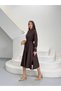 Premium Poplin Fabric Shirt Collar Waist Gathered Midi Dress