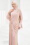 Powder Waist Gathered Stone Evening Dress - 3