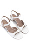 Women's Faux Leather White Heeled Shoes - 2