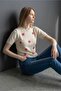 Women's Handmade Flower-Embellished Short Sleeve Summer Cotton Knit Top - 3