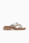Women's Leather Daily Slippers 26Y 2610104Y Gold Crocodile
