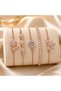 Women's Rose Gold Color 5-Piece Steel Bracelet Set with Zircon Stone, Evil Eye Beads, Butterfly, Heart and Waterway Model Combination Jewelry - 2
