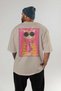 For the Love of Cats 118 Cat Printed Beige Oversize T-Shirt 100% Cotton Unisex Cat Lover Premium Design - 4